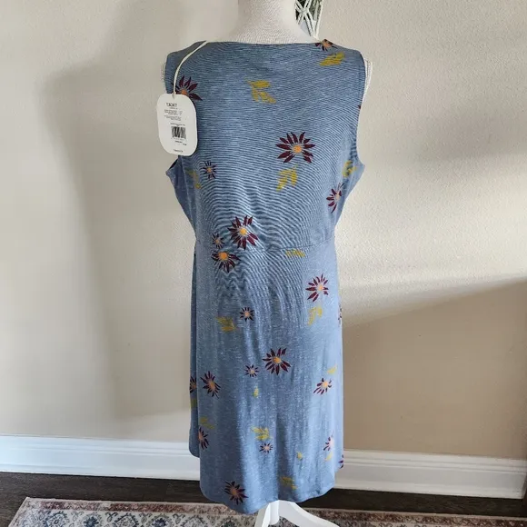 Toad&amp;Co Womens Blue Floral Sleeveless Rosemarie Dress Size XL NWT