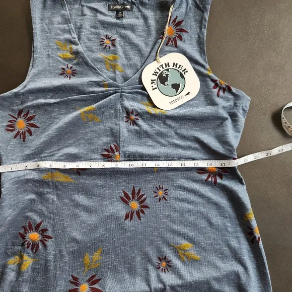 Toad&amp;Co Womens Blue Floral Sleeveless Rosemarie Dress Size XL NWT