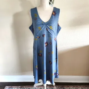 Toad&amp;Co Womens Blue Floral Sleeveless Rosemarie Dress Size XL NWT