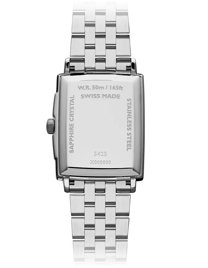 Toccata Men's Classic Rectangular White Dial Stainless Steel Watch