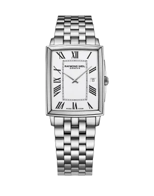 Toccata Men's Classic Rectangular White Dial Stainless Steel Watch