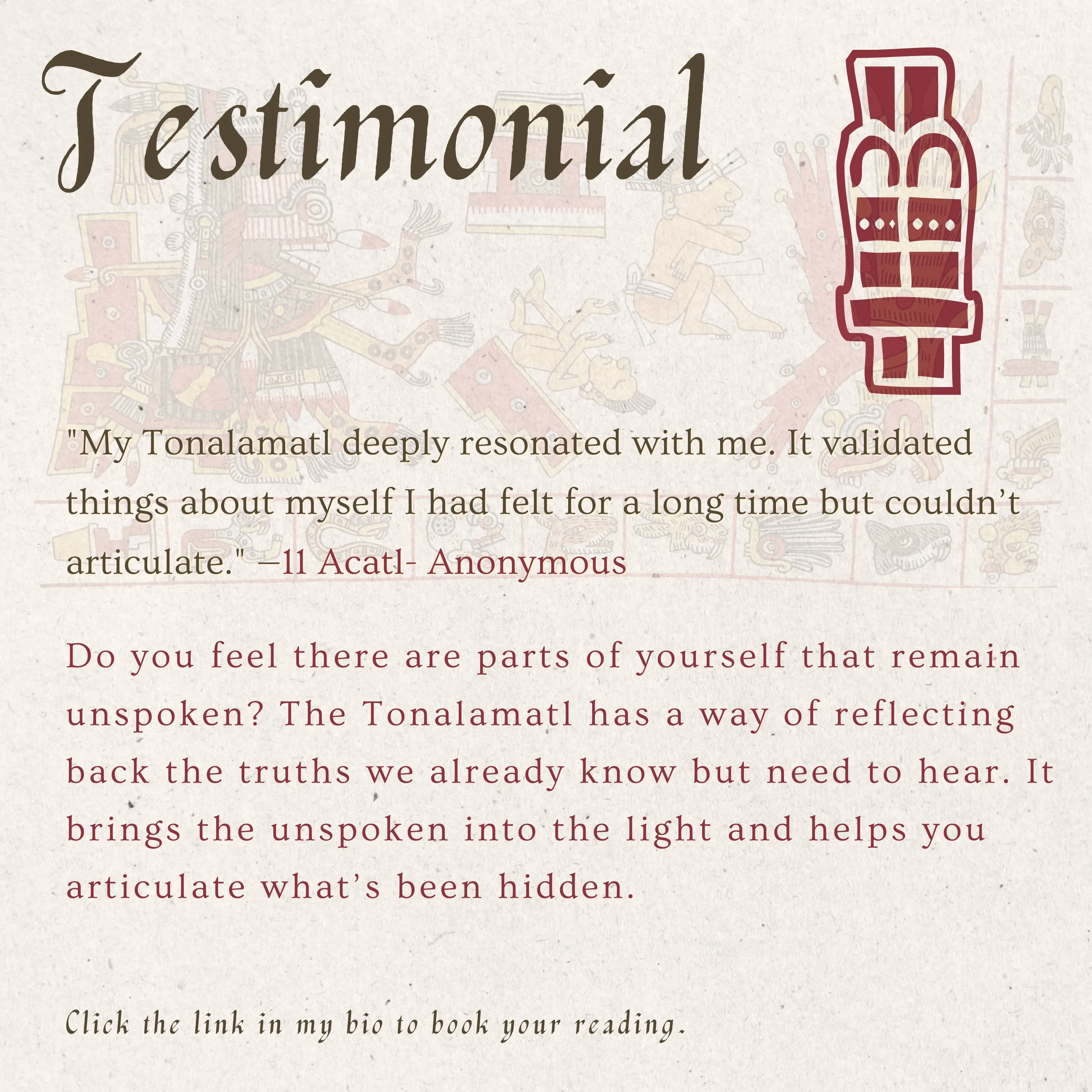 TONALAMATL Appointment| Individual or Family | Tonalli Reading