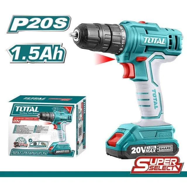 Total Lithium-ion Cordless Drill 20V / 1.5Ah / 45Nm - TDLI20011