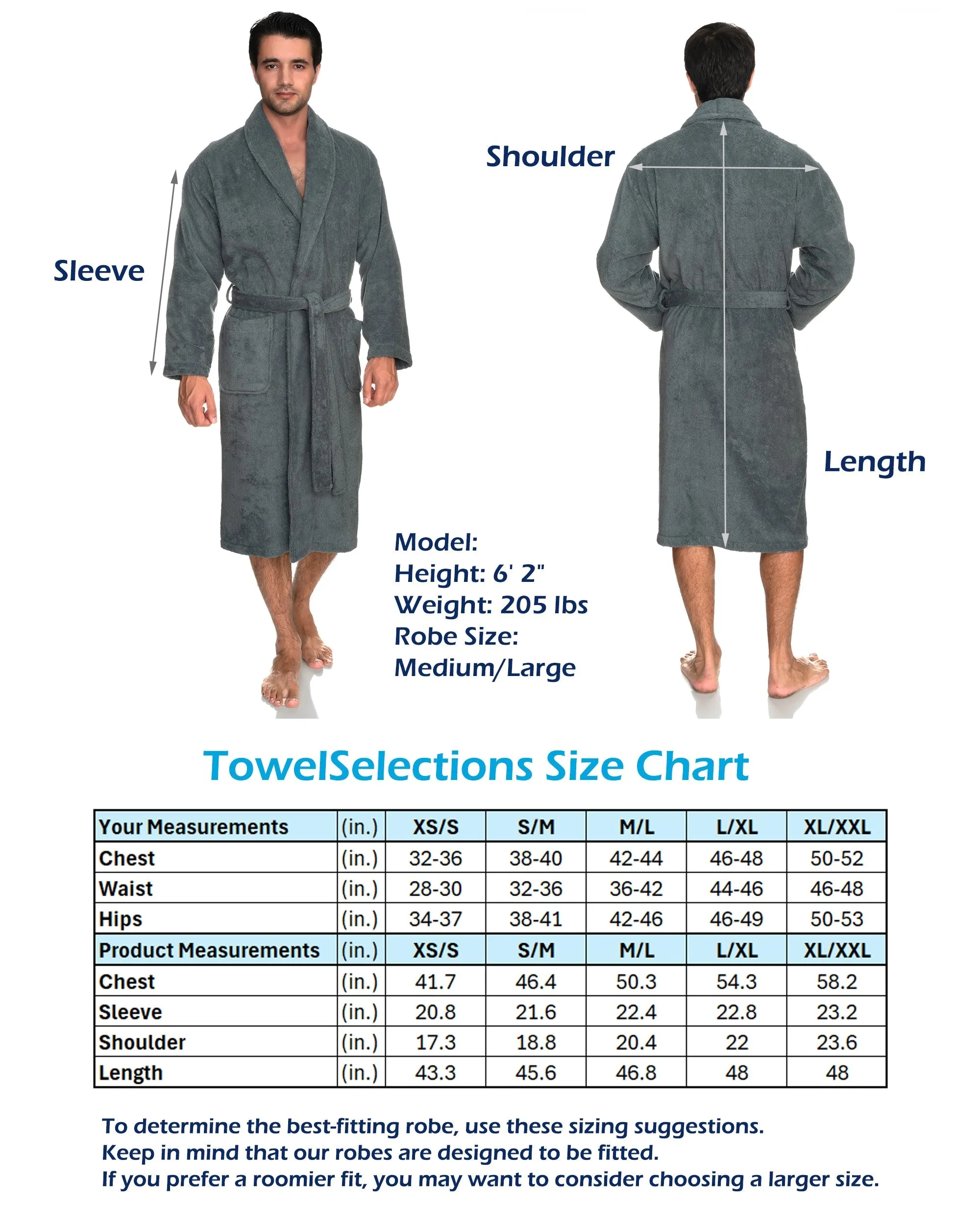 TowelSelections Mens Robe, 100% Cotton Luxury Terry Shawl Bathrobe