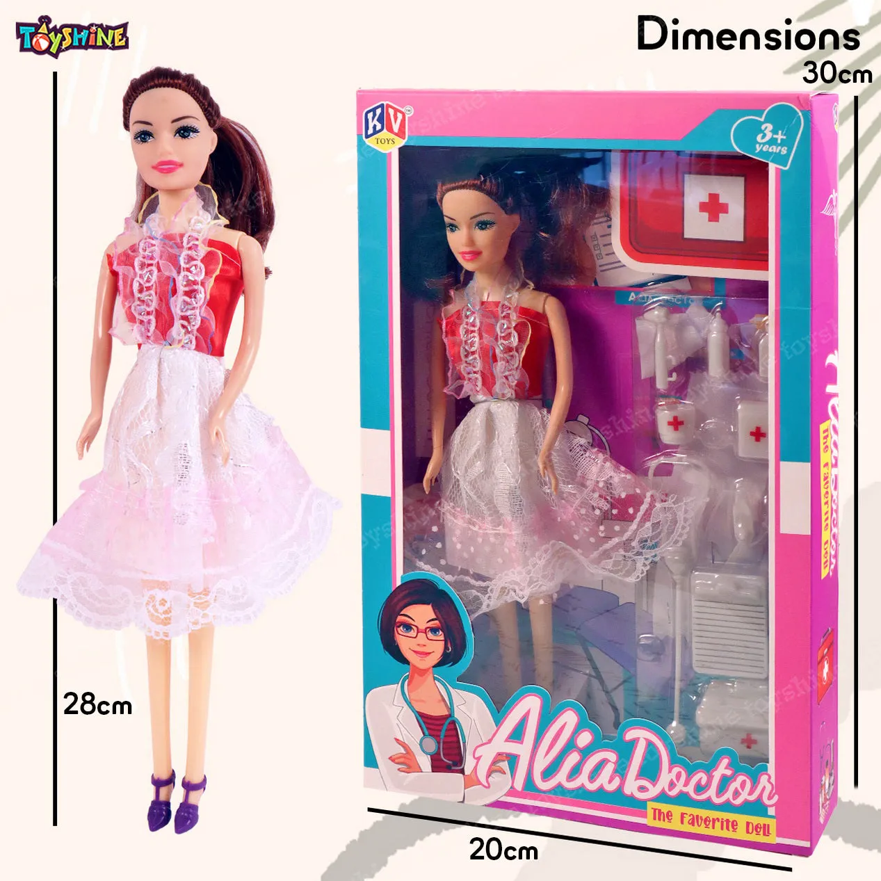 Toyshine Alia Doll with Medical equipments, Furniture & Accessories Toys for Kids Role Play Set for Age 3 