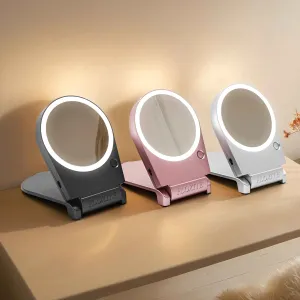 Travel makeup mirror with 5x magnifiying illuminated mirrors compact