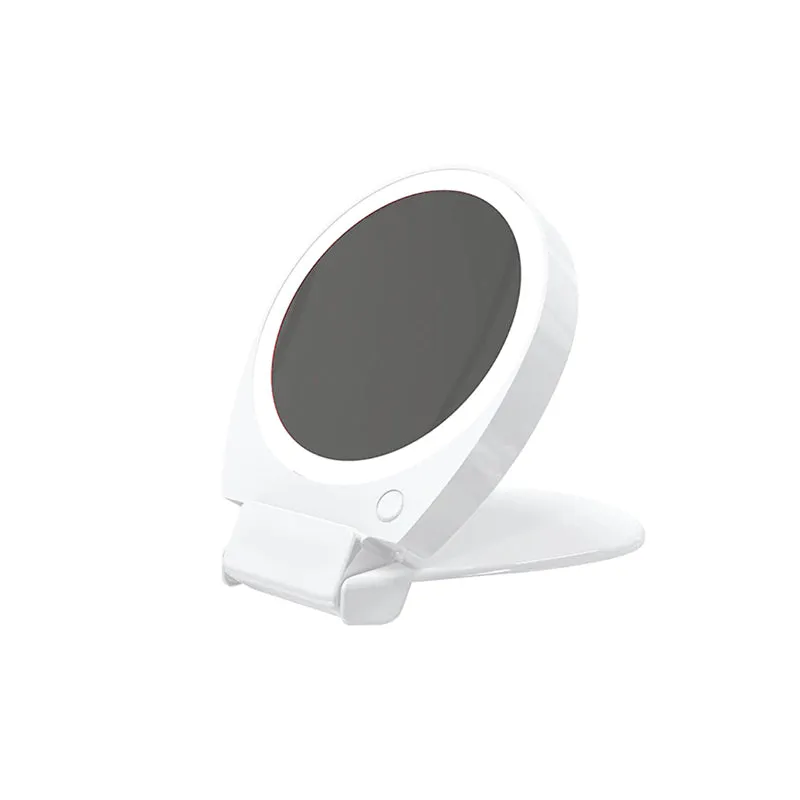Travel makeup mirror with 5x magnifiying illuminated mirrors compact