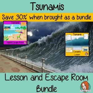 Tsunamis Science Lesson and Escape Room Bundle