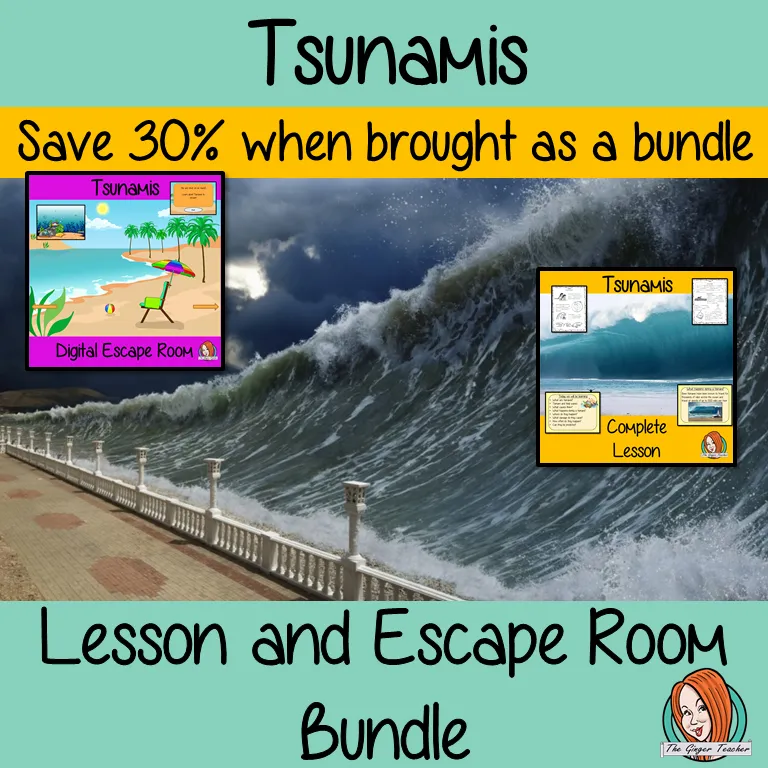 Tsunamis Science Lesson and Escape Room Bundle