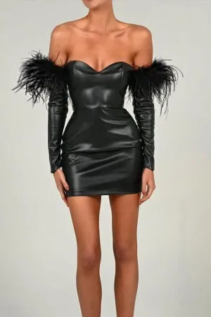 Tube Top Off-Shoulder Long-Sleeved Dress