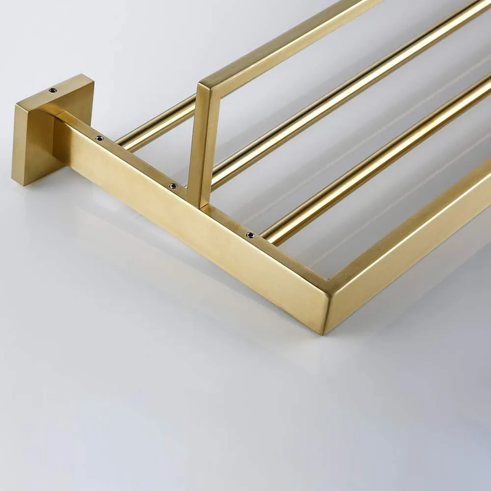 TURS 22-Inch Bathroom Towel Rack Storage Organizer Hanger Towel Bar SUS 304 Stainless Steel Wall Mount, Brushed Gold, Q7008LJ