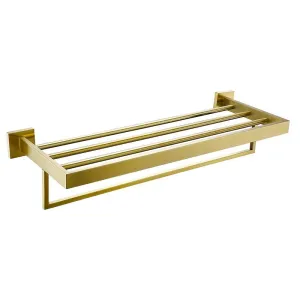 TURS 22-Inch Bathroom Towel Rack Storage Organizer Hanger Towel Bar SUS 304 Stainless Steel Wall Mount, Brushed Gold, Q7008LJ