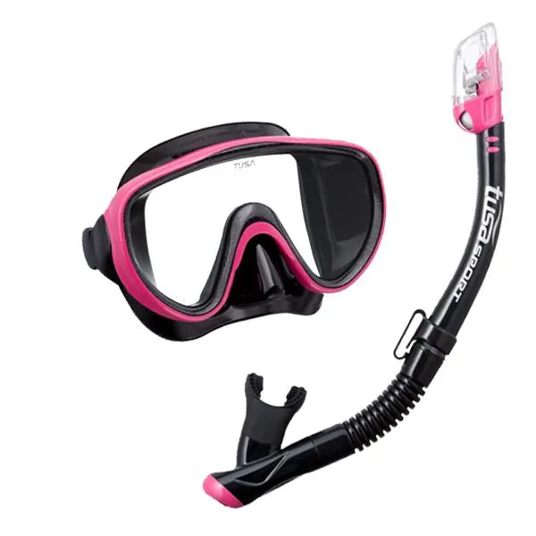 Tusa Serene Sport Mask & Elite Dry Snorkel Set Black/Hot Pink