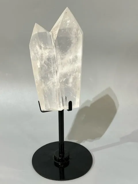 Twin Quartz Points on Rotating Stand