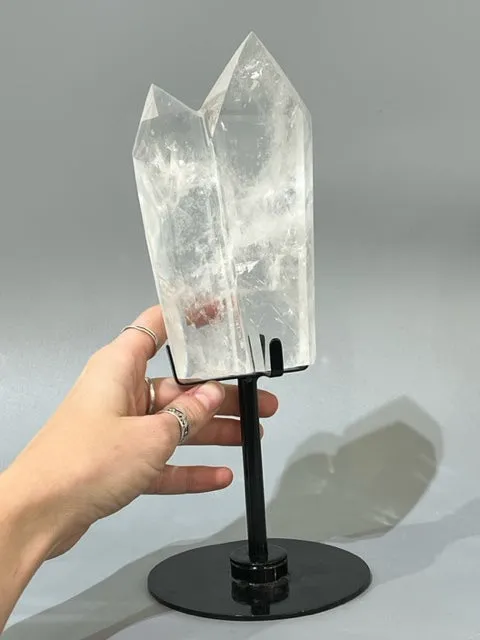 Twin Quartz Points on Rotating Stand