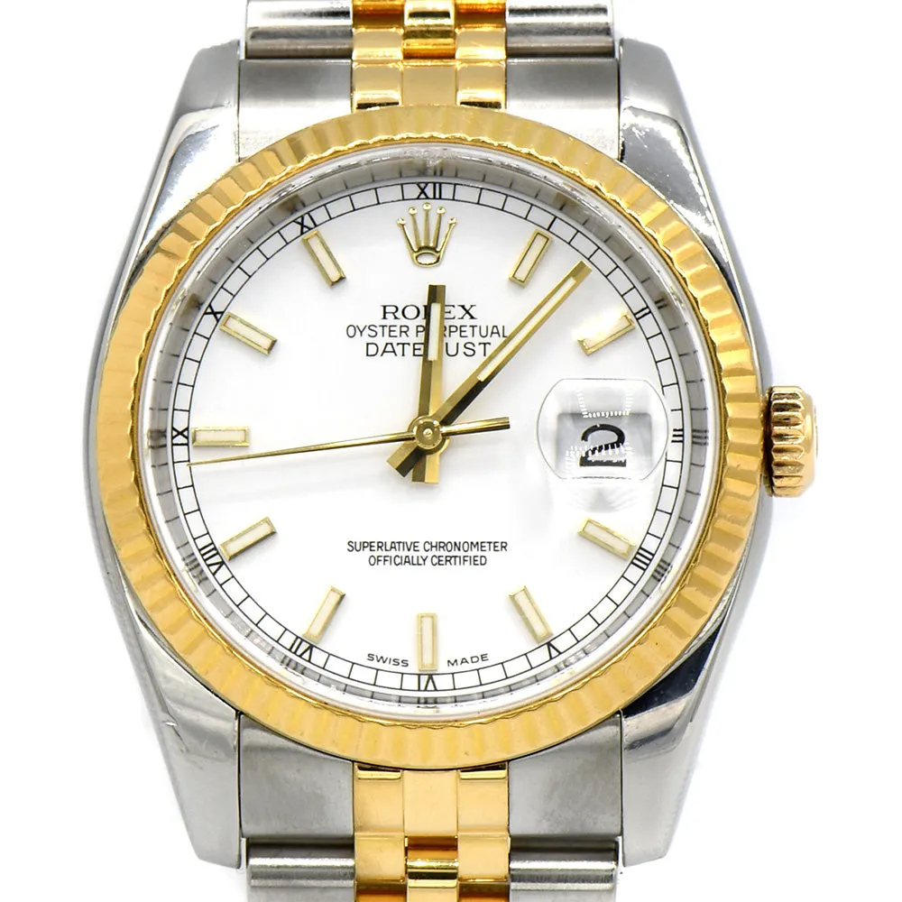 Two Tone Rolex Datejust 116233 Quick Set Watch with 18k Yellow Gold & Stainless Steel Jubilee Bracelet