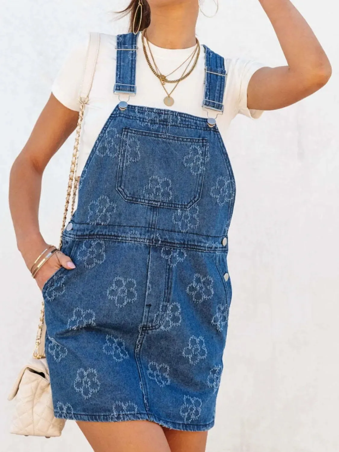'Ulani' Flower Overall Denim Dress
