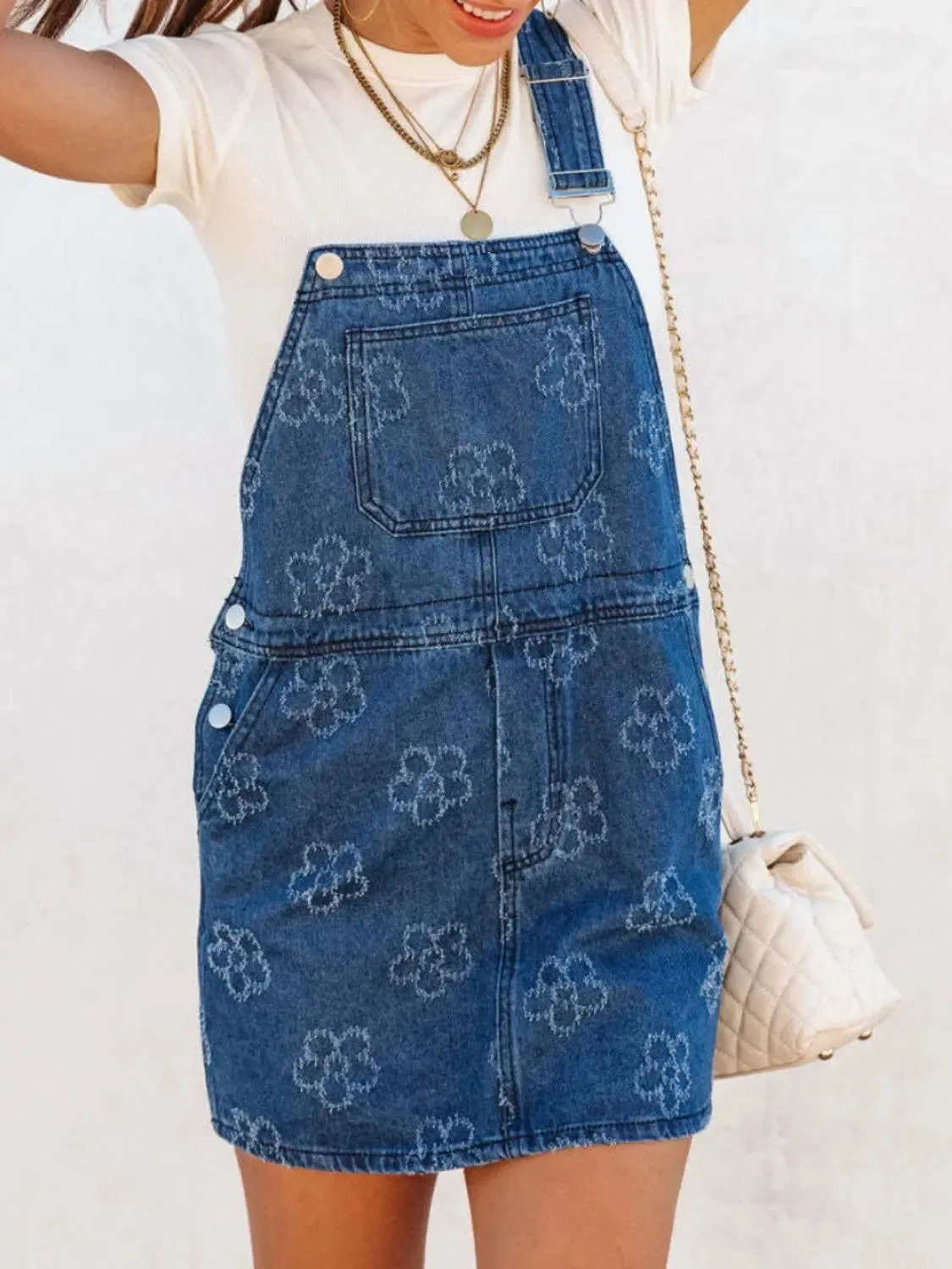 'Ulani' Flower Overall Denim Dress