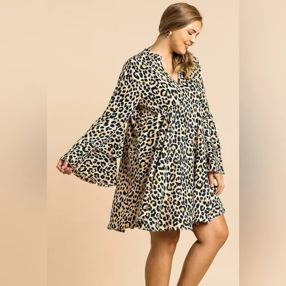 Umgee NWT Leopard Print Boho Mini Dress