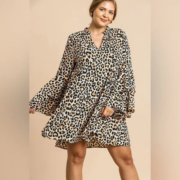 Umgee NWT Leopard Print Boho Mini Dress