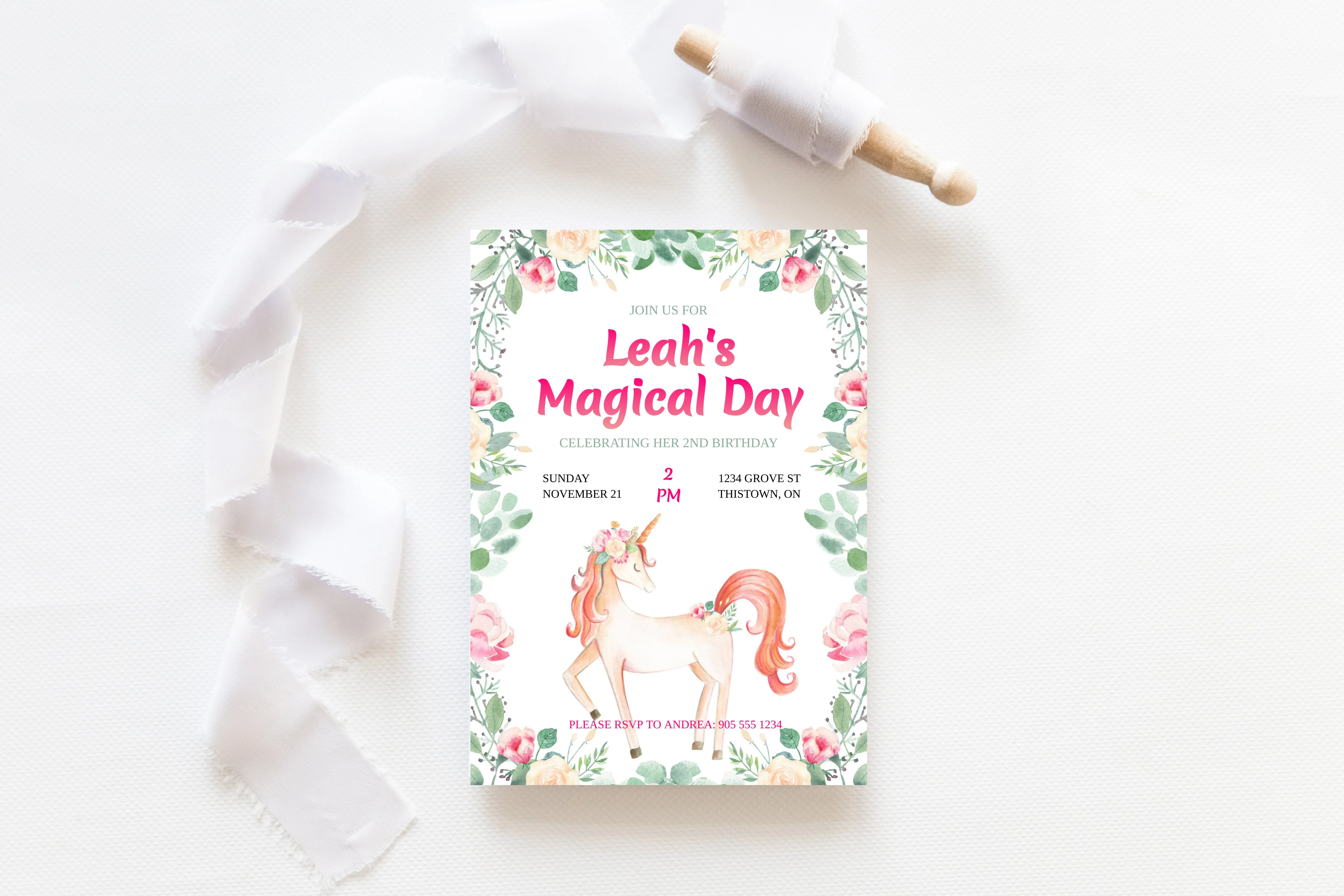 Unicorn Party Invitation Template