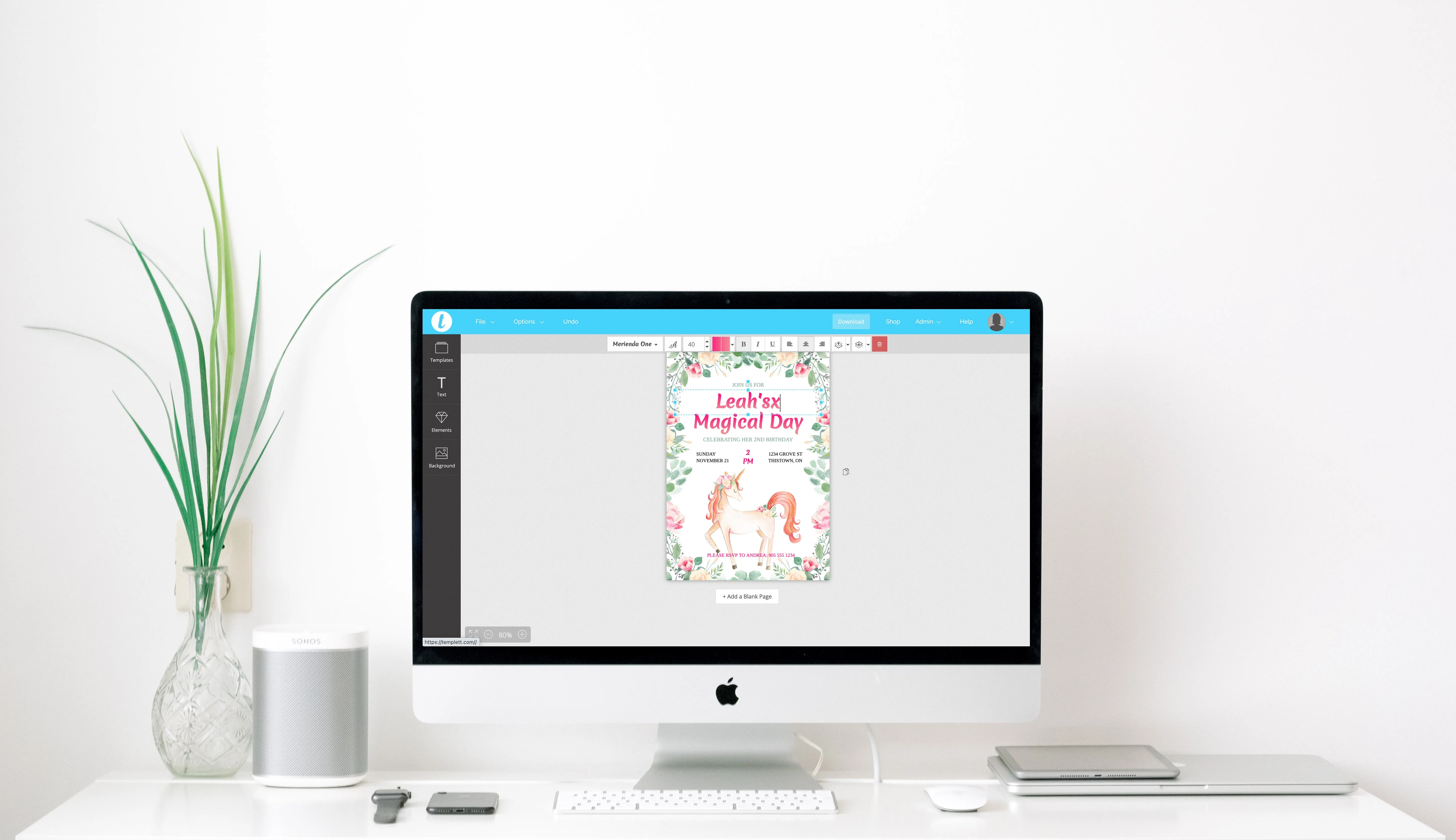 Unicorn Party Invitation Template
