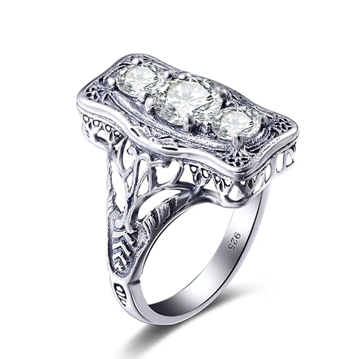 Unique 3 Stone Diamond Engagement Ring