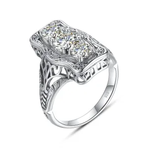Unique 3 Stone Diamond Engagement Ring