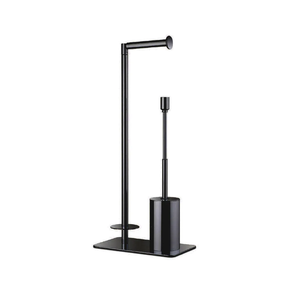 Universal Brush And Spare Toilet Paper Holder - Free Standing - 22" Brass/Matt Black (Final Sale)