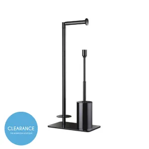 Universal Brush And Spare Toilet Paper Holder - Free Standing - 22" Brass/Matt Black (Final Sale)