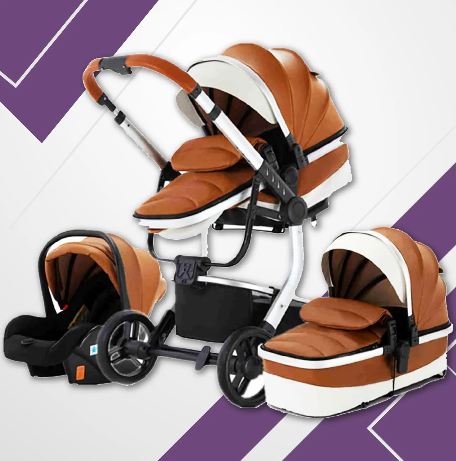 Upgraded Luxury 3-in-1 Baby Stroller & Car Seat