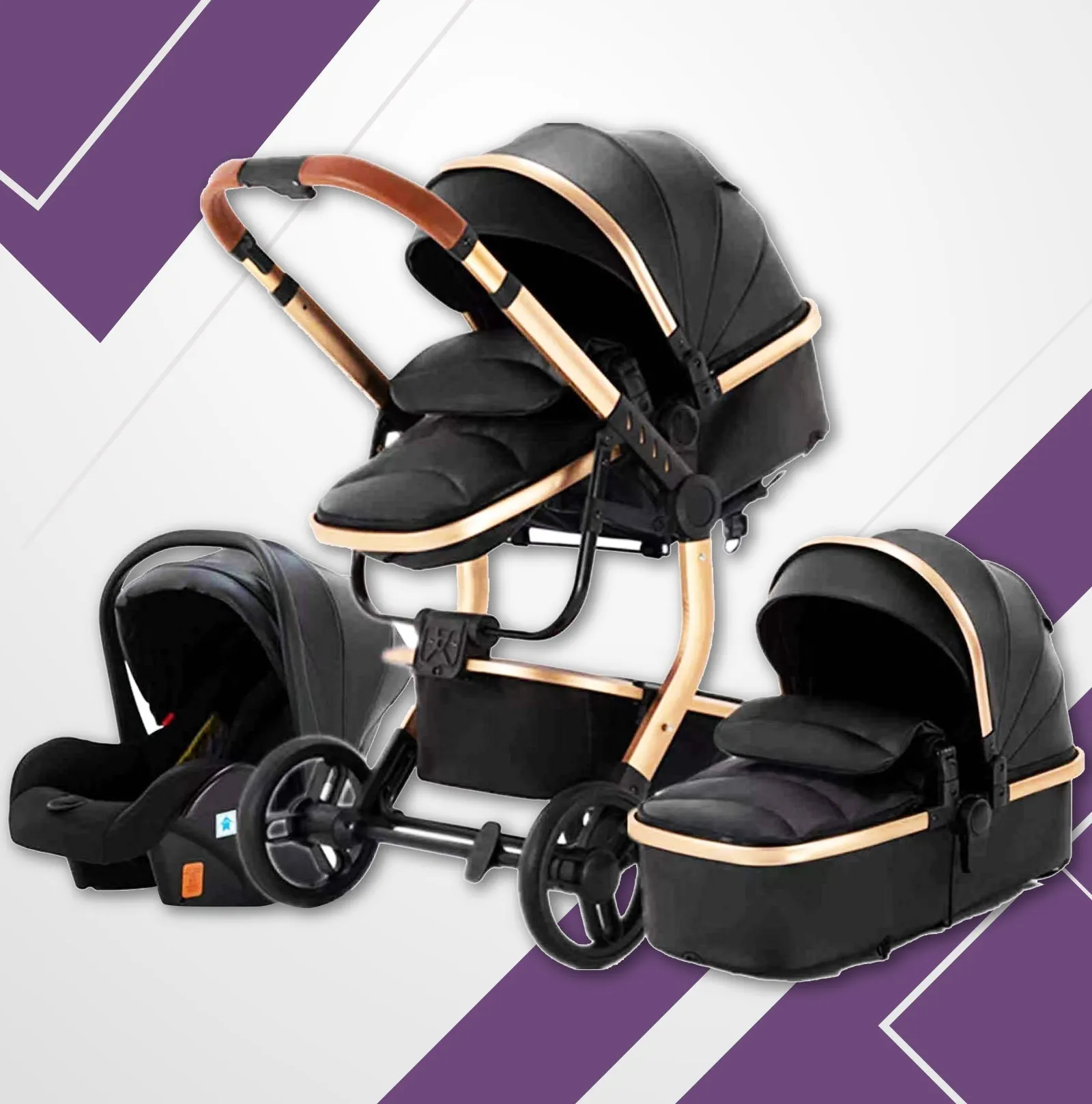 Upgraded Luxury 3-in-1 Baby Stroller & Car Seat