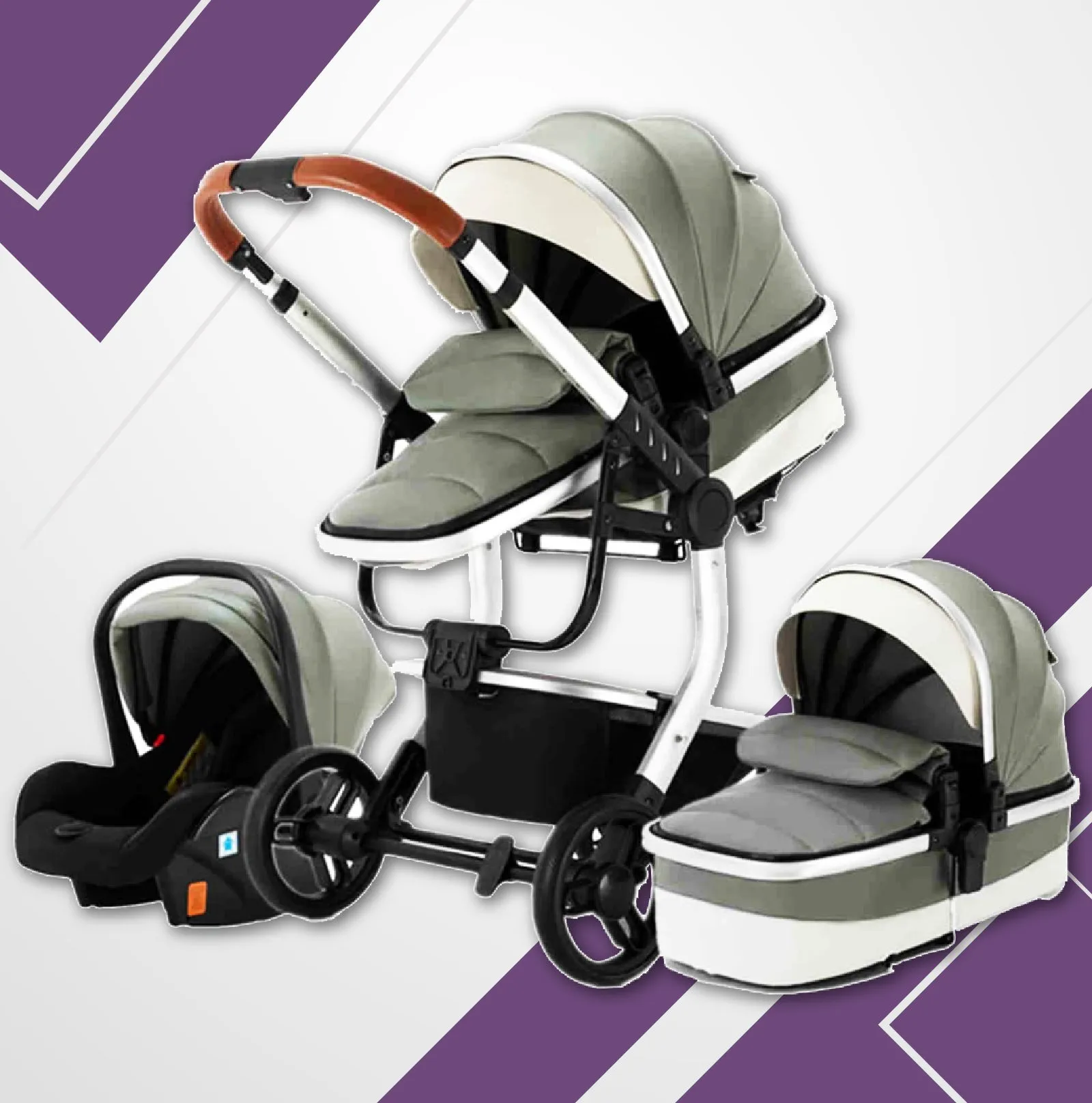 Upgraded Luxury 3-in-1 Baby Stroller & Car Seat