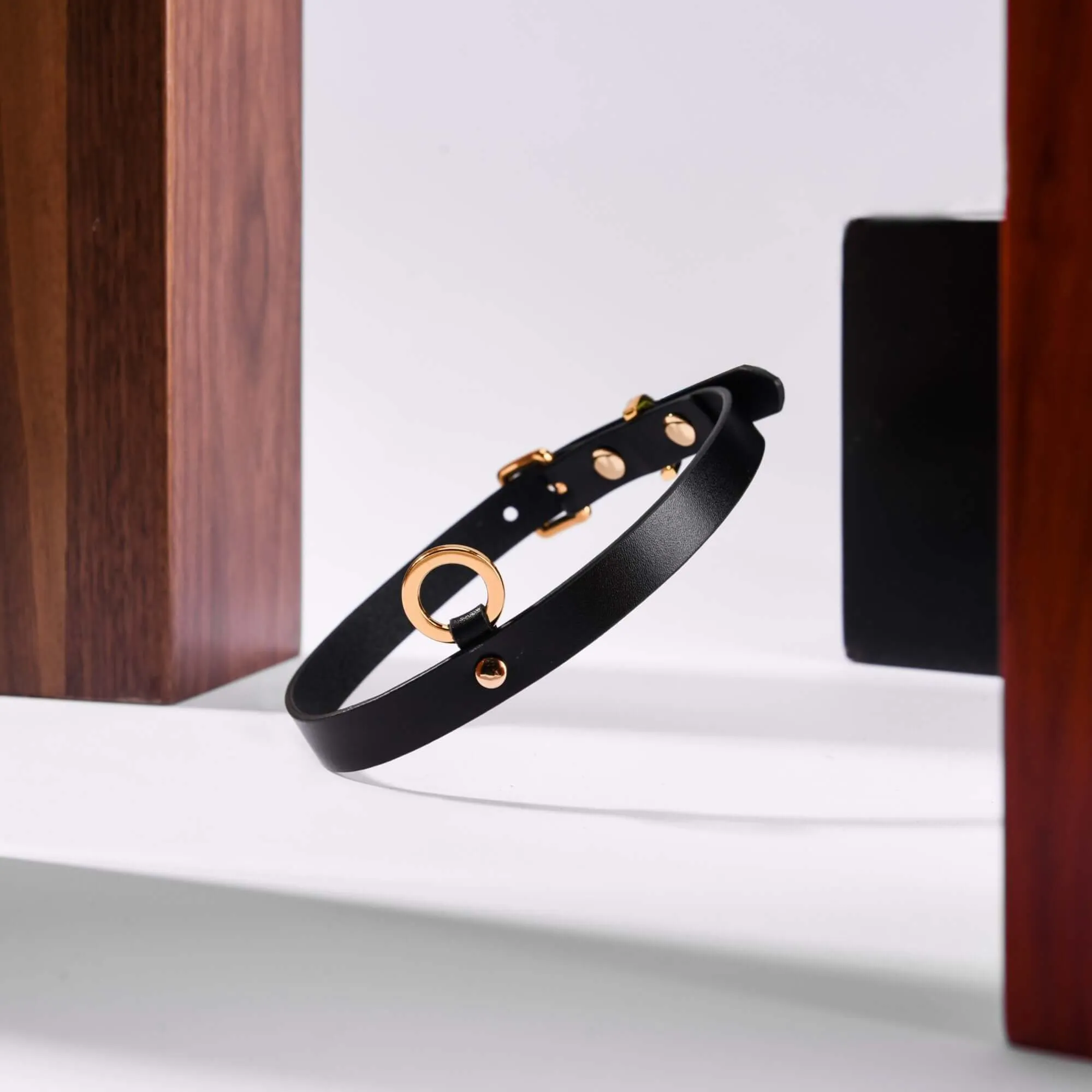 UPKO Luxury Italian Leather Thin Choker - Black