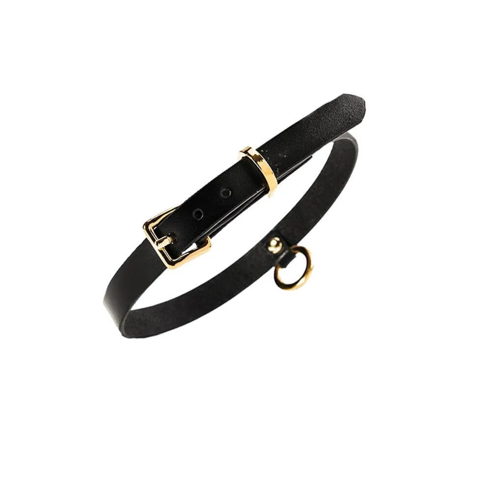 UPKO Luxury Italian Leather Thin Choker - Black