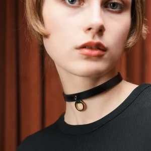 UPKO Luxury Italian Leather Thin Choker - Black