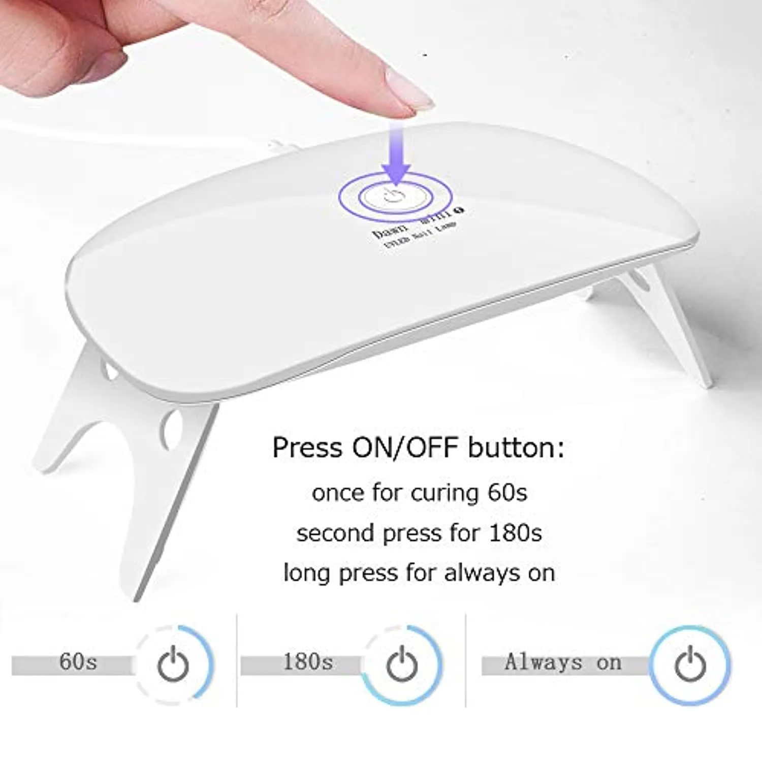 UV LED nail dryer Mini Gel nail lamp Portable Curing light for Gel Nail Polish,6w(white)