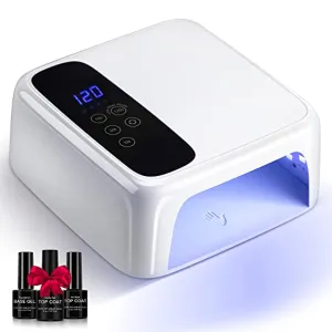 UV LED Nail Lamp 72W with Adjustable LED Screen, Rechargeable Nail Dryer Gel Polish Light, Cordless Nail Dryer Gel Polish Light with 4 Timer Setting, Automatic Sensor, LCD Display
