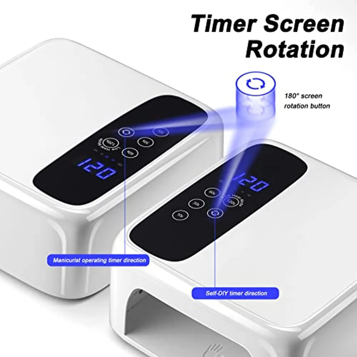UV LED Nail Lamp 72W with Adjustable LED Screen, Rechargeable Nail Dryer Gel Polish Light, Cordless Nail Dryer Gel Polish Light with 4 Timer Setting, Automatic Sensor, LCD Display