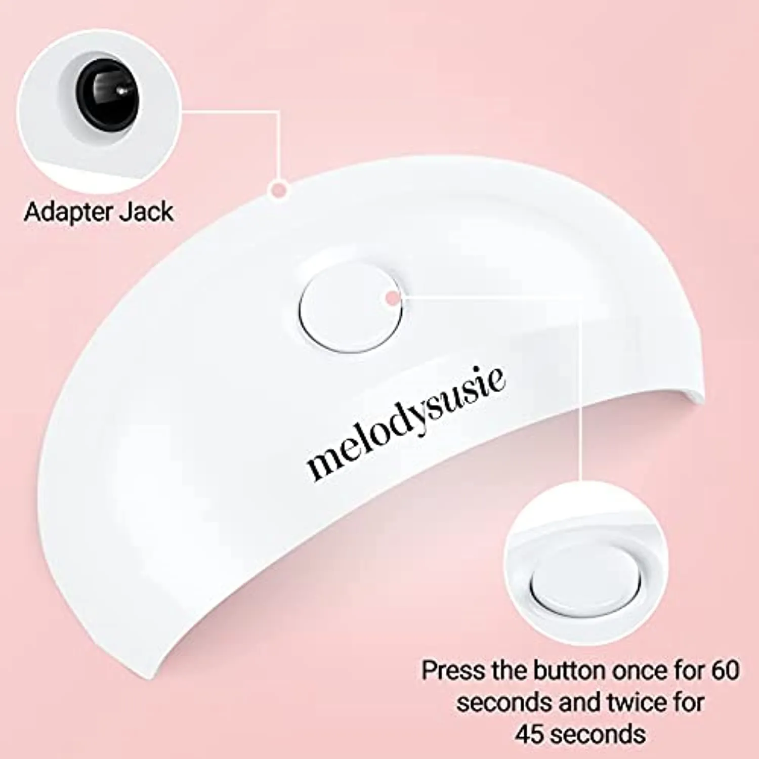 UV LED Nail Lamp, Melodysusie UV Light for Nails, Portable UV LED Nail Lamp for Gel Polish, UV Nail lamp for Acrylic and Gel, Suitable for Travel, Home, School, Office (White)