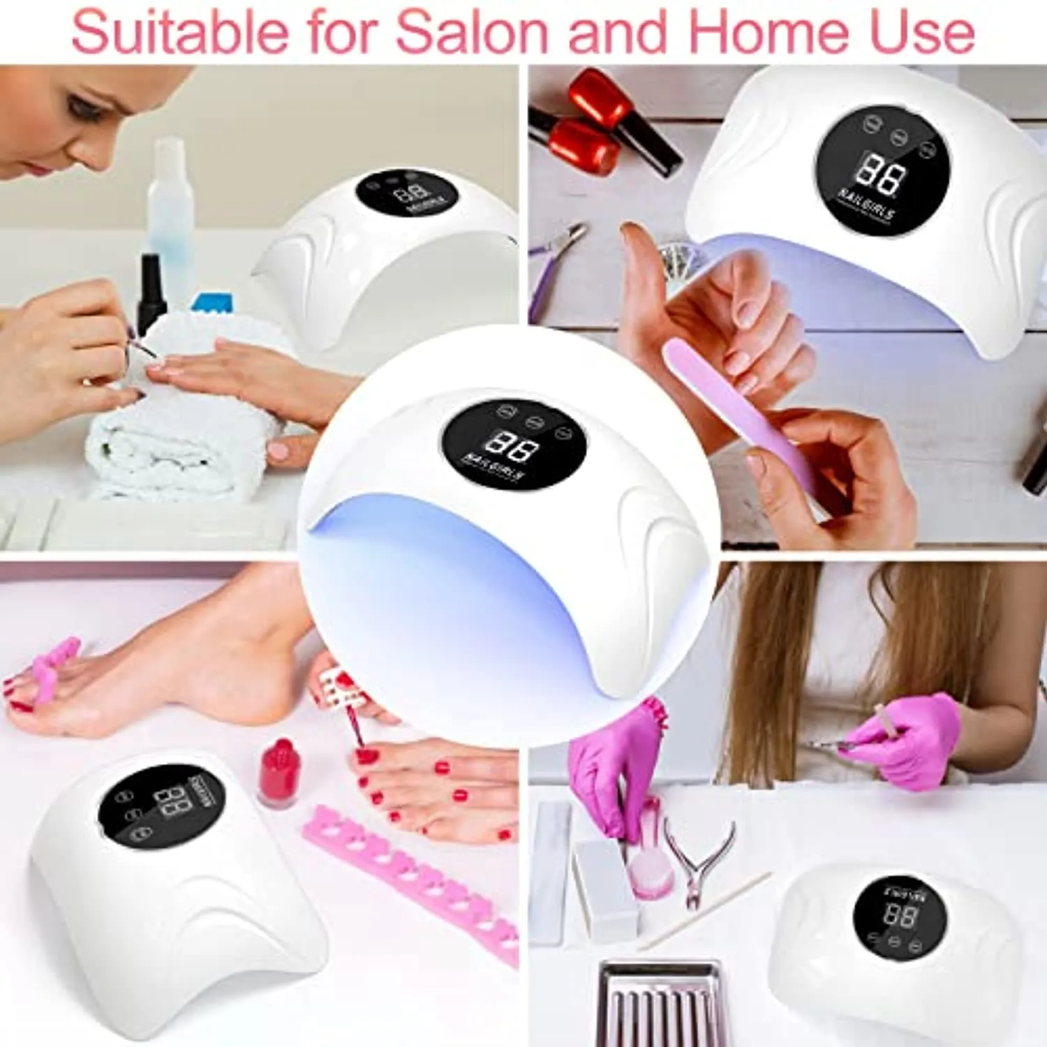 UV LED Nail Lamp, NAILGIRLS 48W UV Light for Nails Curing Lamp with 3 Timer Setting, Professional Nail Dryer Gel Polish Light with Automatic Sensor, LCD Display