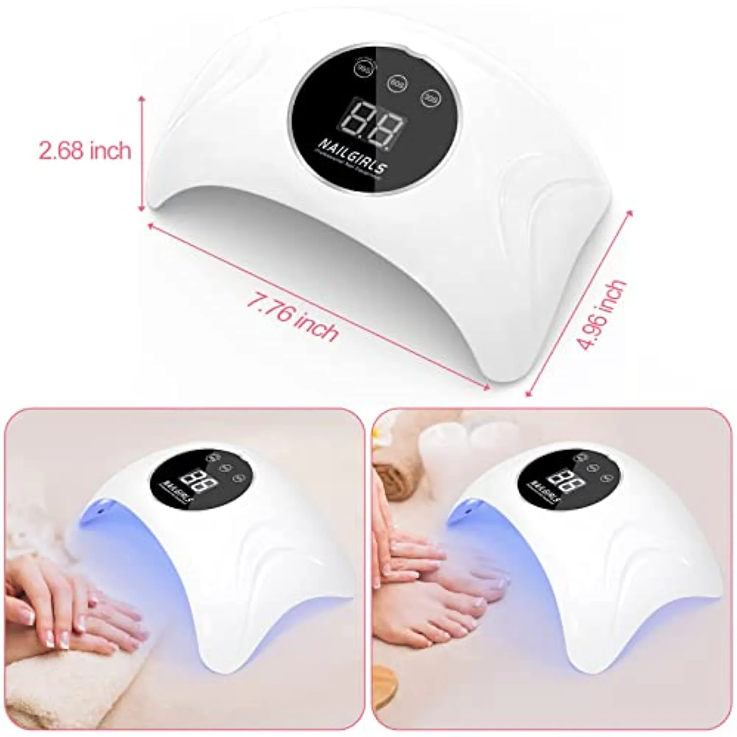 UV LED Nail Lamp, NAILGIRLS 48W UV Light for Nails Curing Lamp with 3 Timer Setting, Professional Nail Dryer Gel Polish Light with Automatic Sensor, LCD Display