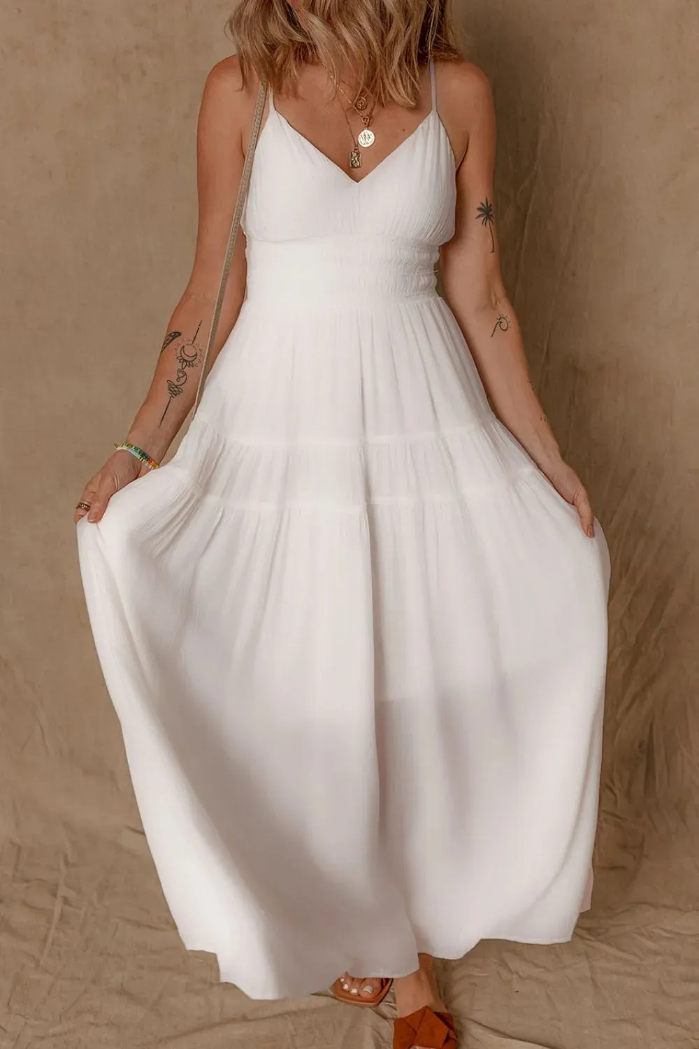 V-Neck High Waist Cami Dress