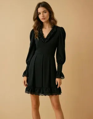 Valari Black V-Neck Dress
