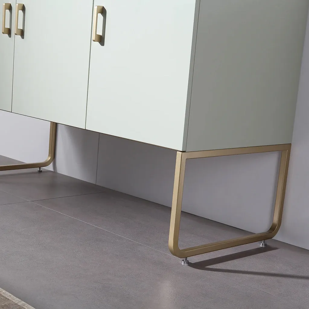 Veemon 3 Doors Bathroom Vanity with Quartz Sink - Floor Mount - 48" Wood/Metal/Pine/Gold