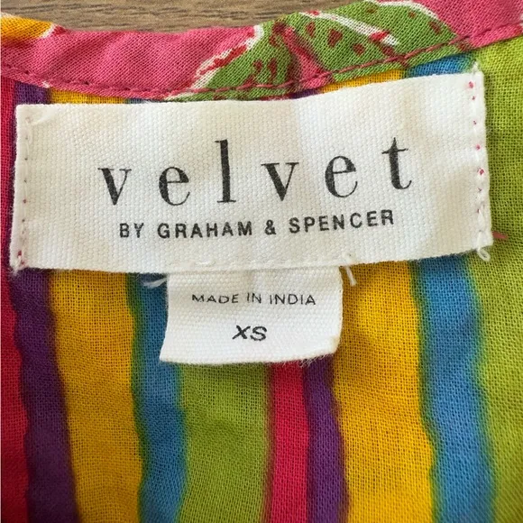 Velvet By Graham &amp; Spencer Tracy Printed Floral Mini Pop-On Boho Dress Size XS