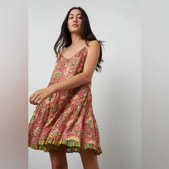 Velvet By Graham &amp; Spencer Tracy Printed Floral Mini Pop-On Boho Dress Size XS