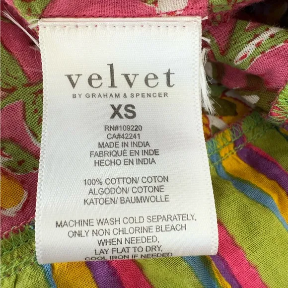 Velvet By Graham &amp; Spencer Tracy Printed Floral Mini Pop-On Boho Dress Size XS