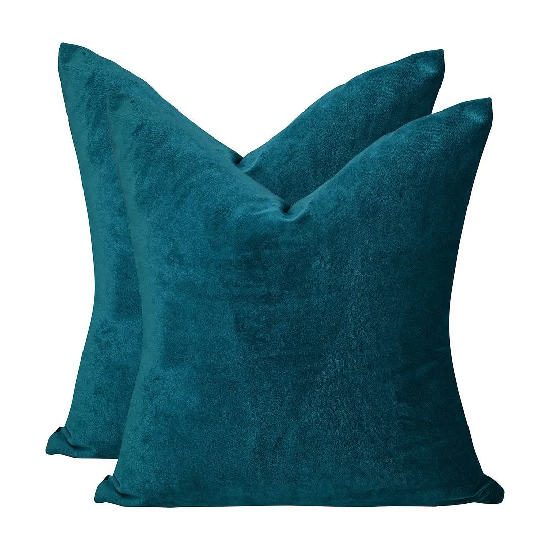 Velvet Throw Square Pillow Cover (Set of 2) Lilijan Home & Curtain Color: 35 Teal Blue Size: 16" x 16"