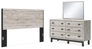 Vessalli King Panel Headboard with Mirrored Dresser